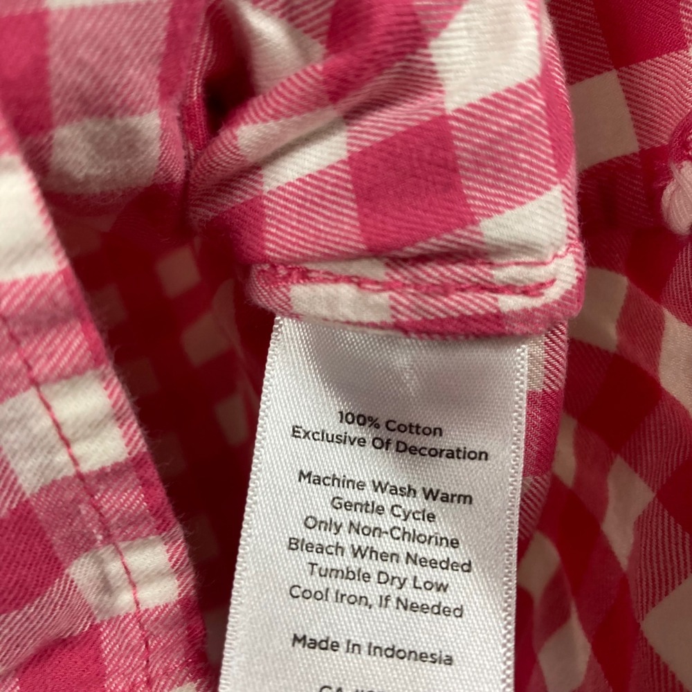 Talbots Petites Pink White Gingham Cotton Button Down Shirt XL Petites - Picture 4 of 7